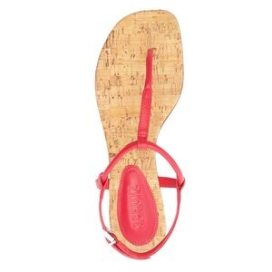 SCHUTZ Women’s Elsha Round Toe Flat Coral Red Cork Thong Sandals Size 6.5 NWT
